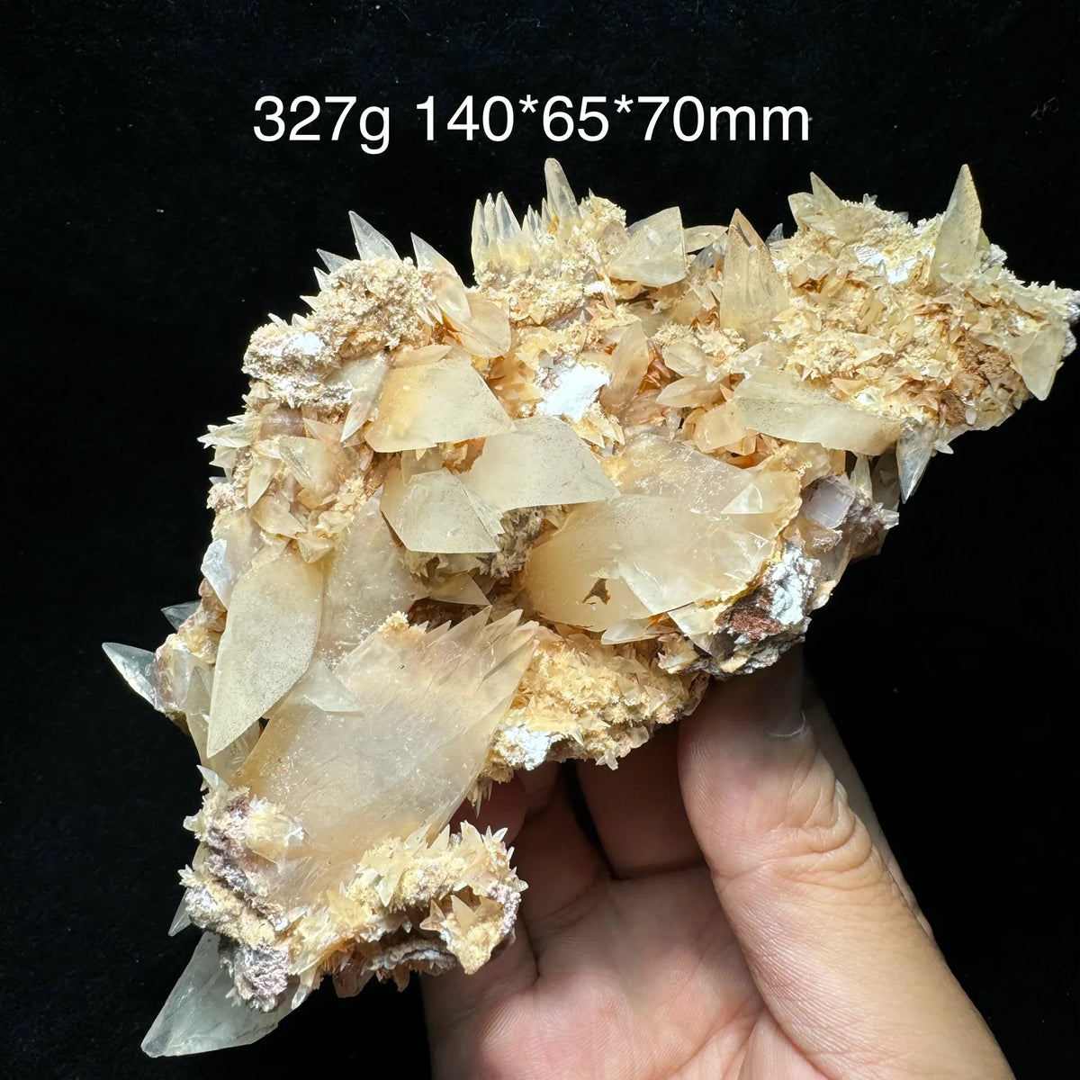 Calcite jaune pâle cristallisée sur matrice 327 g photo 6.