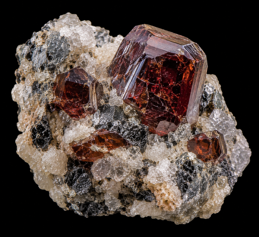 Painite naturelle sur fond noir.