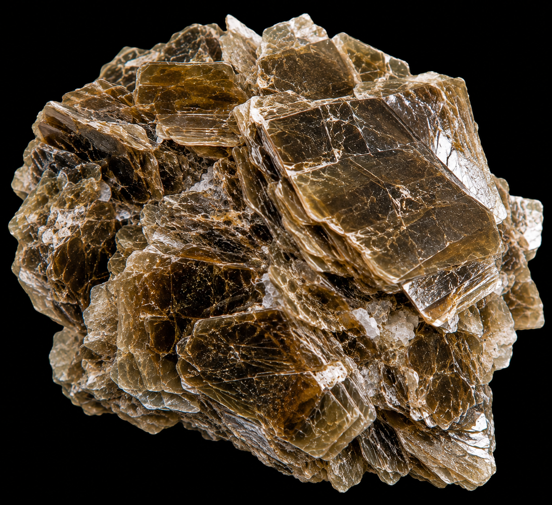 Phlogopite naturel sur fond noir.