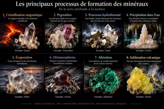 Affiche sur les principaux processus de formation des minéraux.