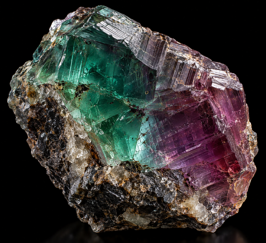 Alexandrite naturelle sur fond noir.