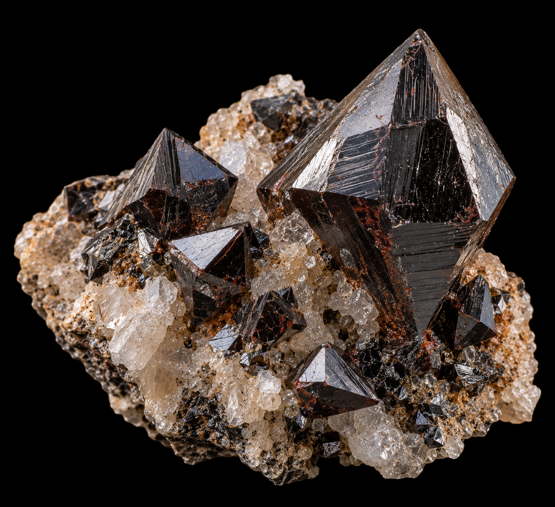 Anatase naturel sur fond noir.