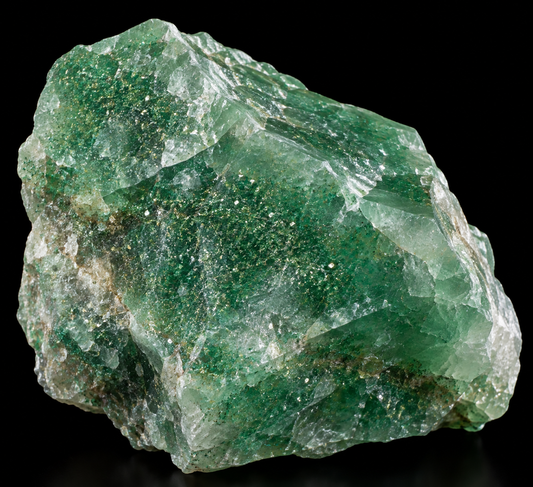 Aventurine naturelle sur fond noir.