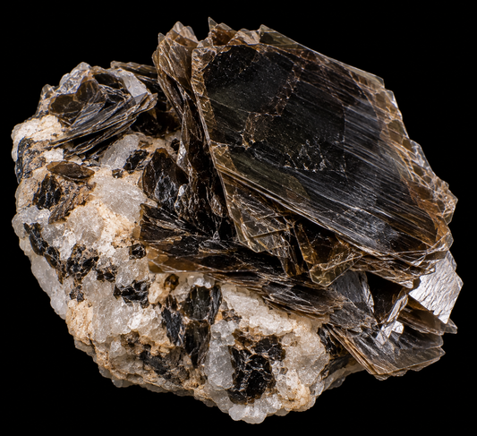 Biotite naturelle sur fond noir.