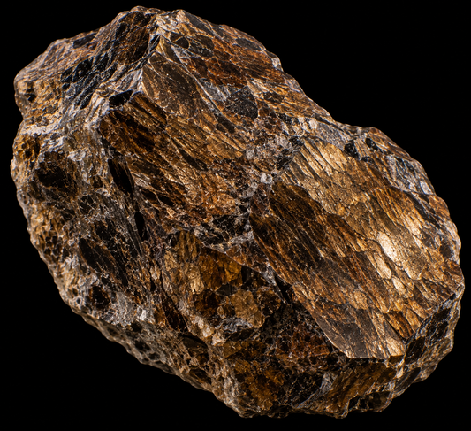 Bronzite naturelle sur fond noir.