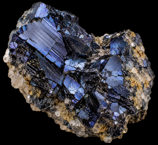 Covellite sur fond noir.