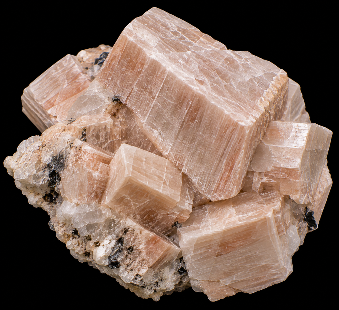 Feldspath naturel sur fond noir.