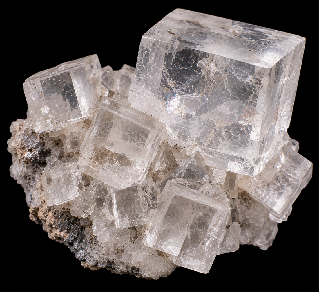 Halite magnifique sur fond noir.