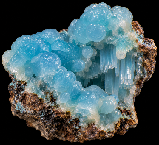 Hémimorphite sur fond noir.