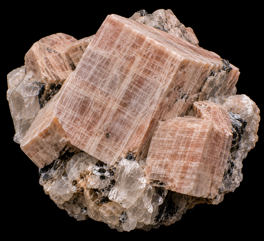 Microcline sur fond noir.