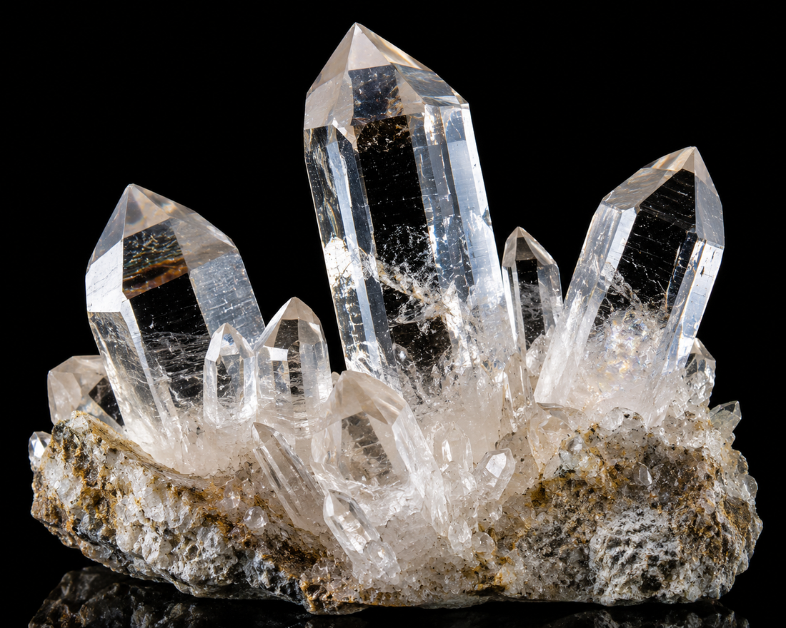 Quartz sur fond noir.