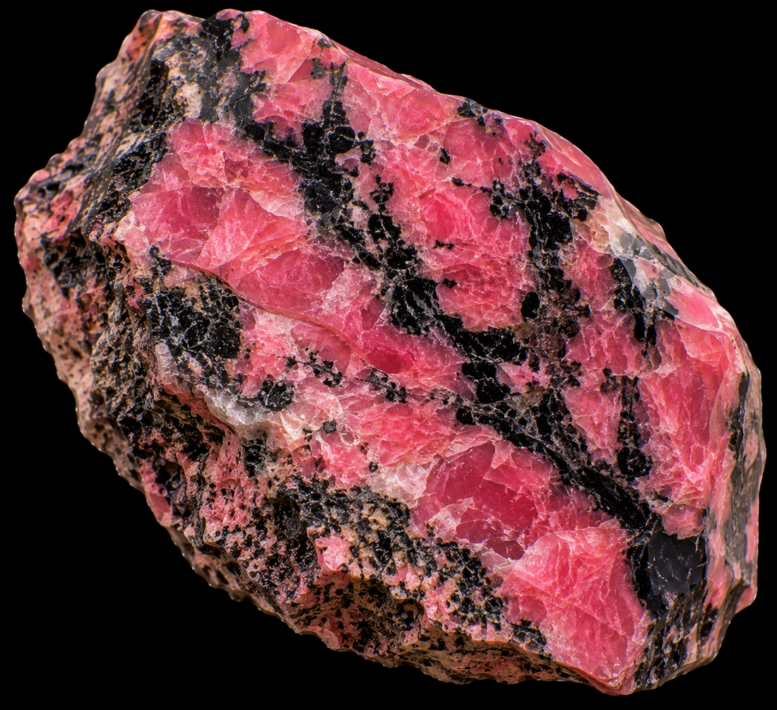 Rhodonite naturelle d'une beauté exceptionnelle.