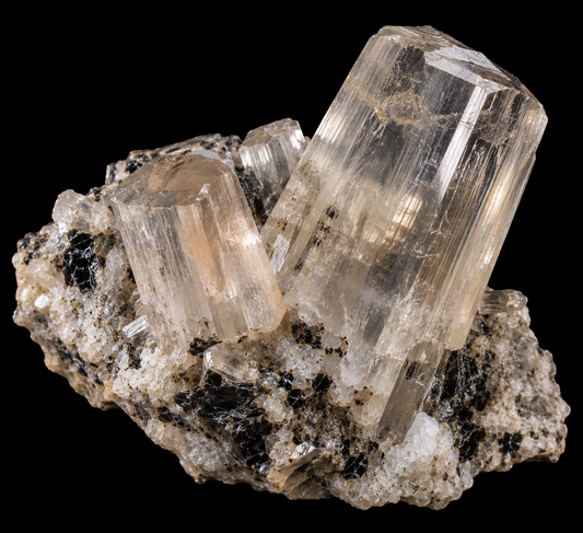 Scapolite naturelle sur fond noir.