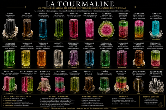 Tourmaline sur fond noir.