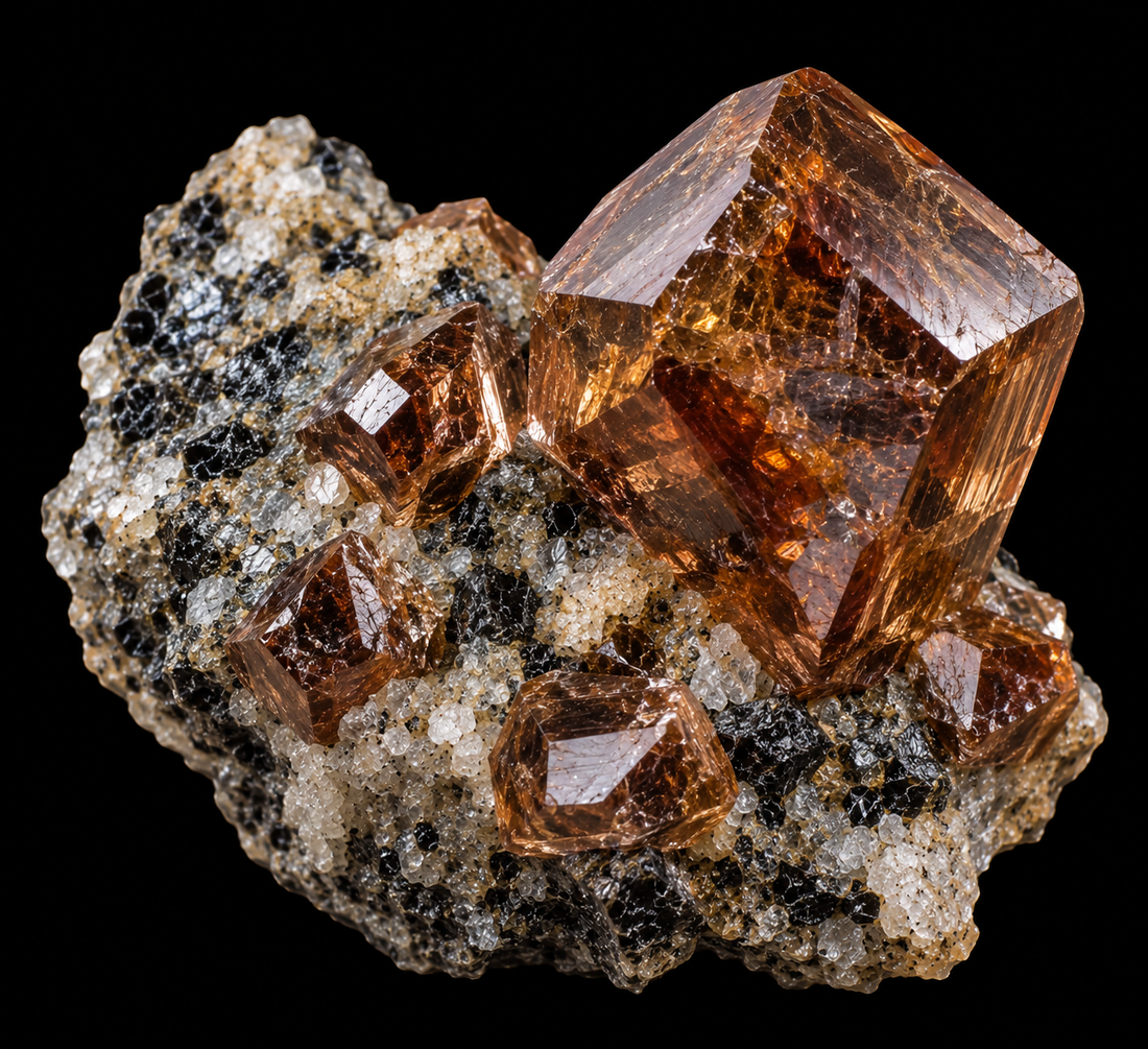 Zircon naturel sur fond noir.