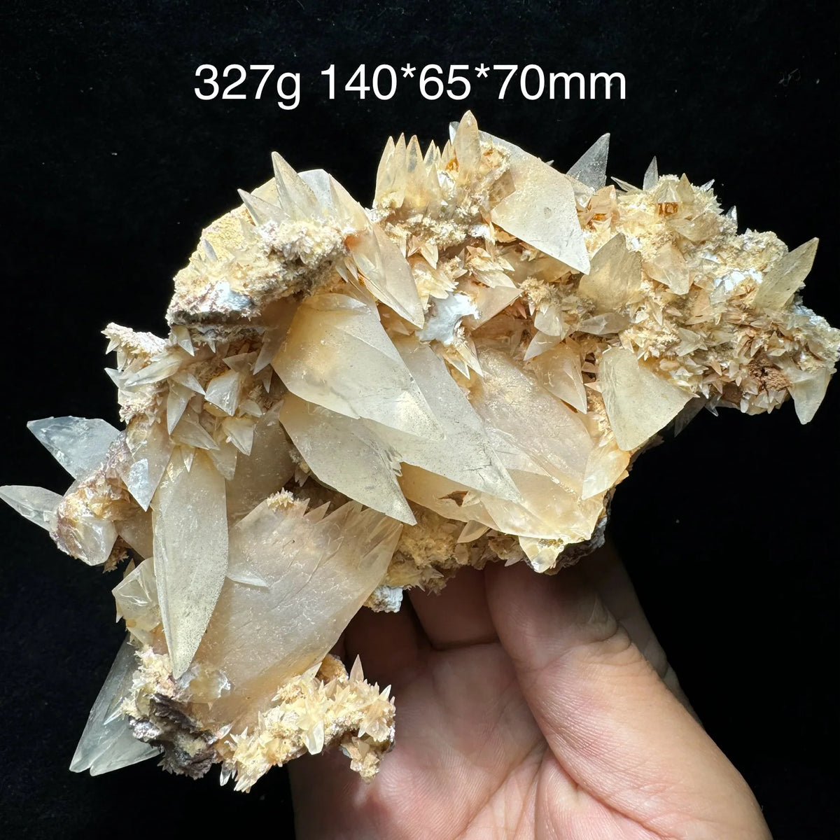Calcite jaune pâle cristallisée sur matrice 327 g photo 5.