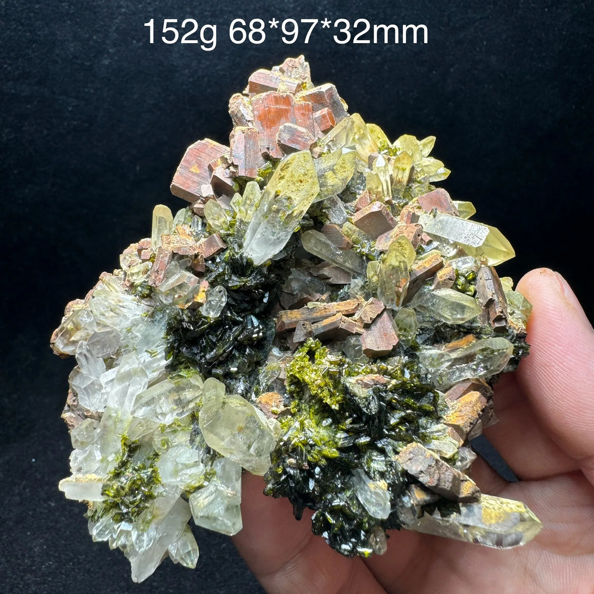 Épidote verte avec quartz hyalin 152 g photo 6.