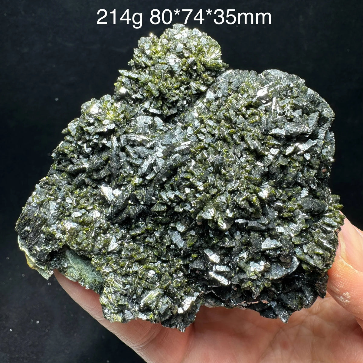 Épidote verte avec quartz hyalin 214 g photo 2.