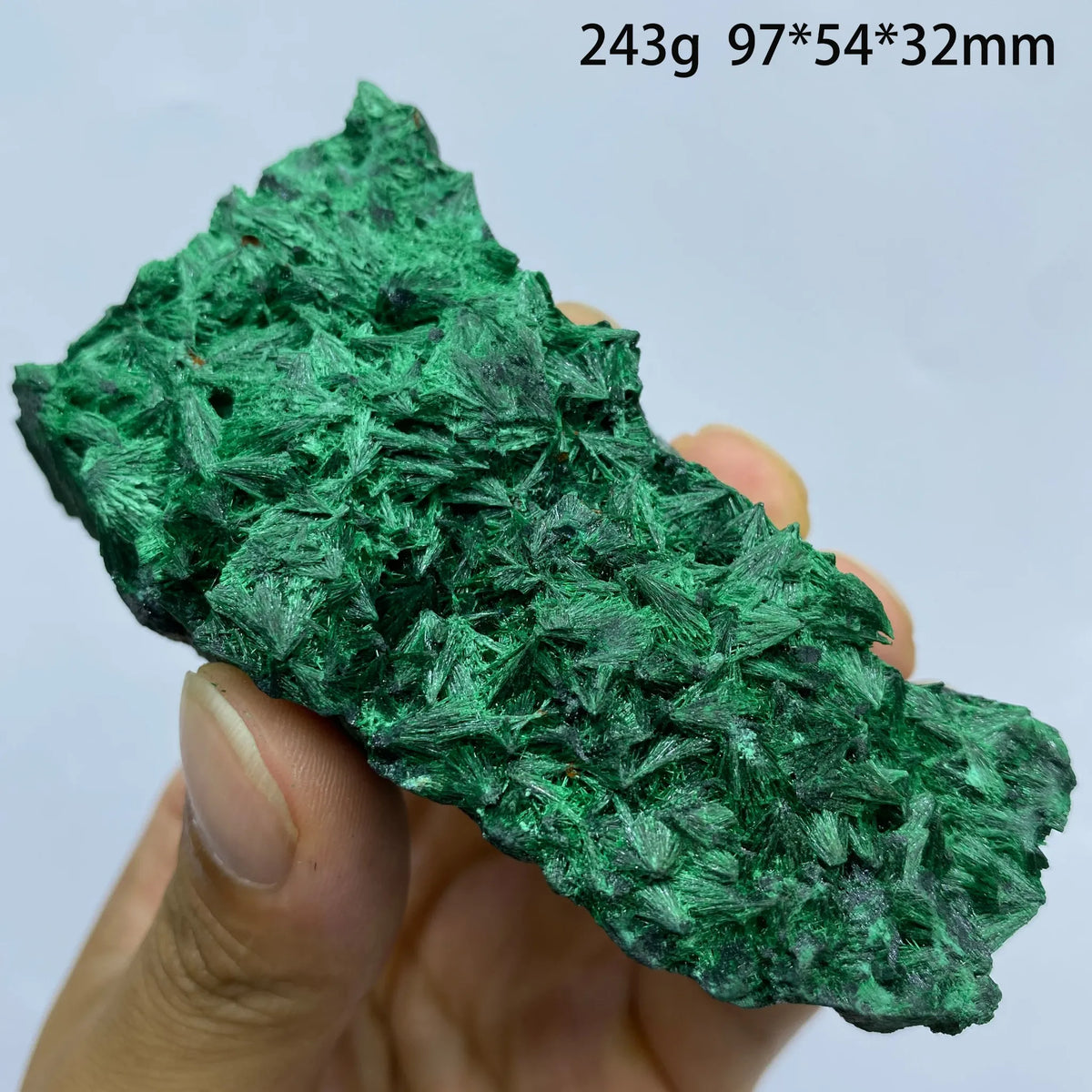 Malachite fibreuse veloutée sur matrice 243 g photo 1.