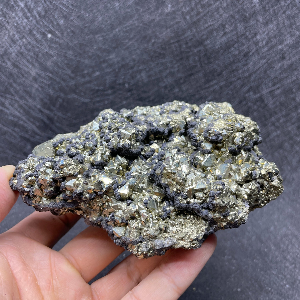 Pyrite octaédrique avec galène 846 g photo 3.