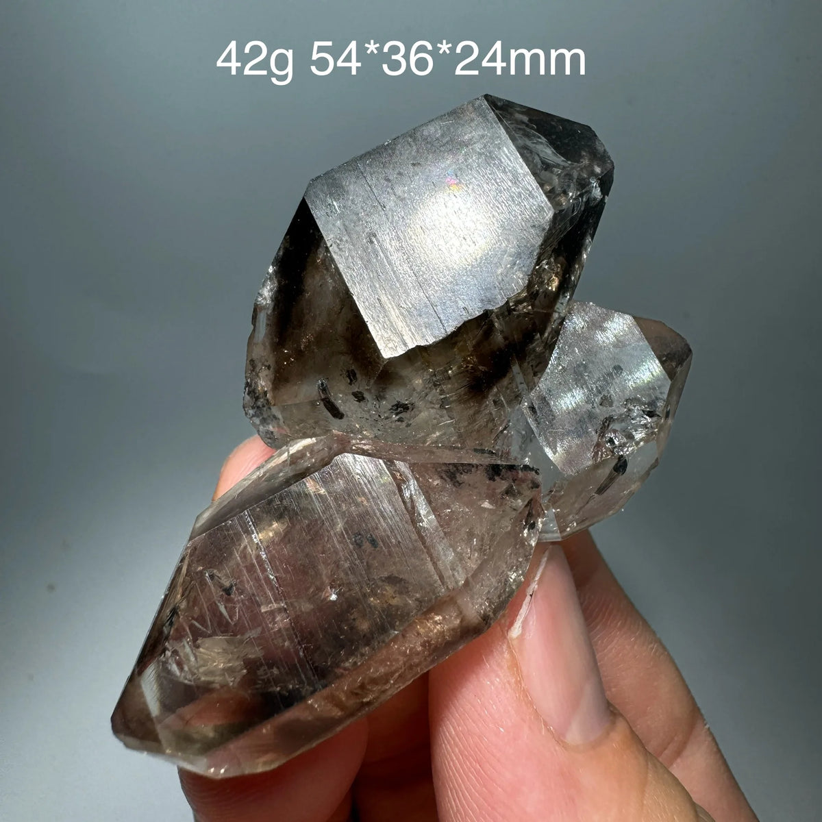 Quartz fumé enhydre à inclusions de graphite 42 g photo 4.