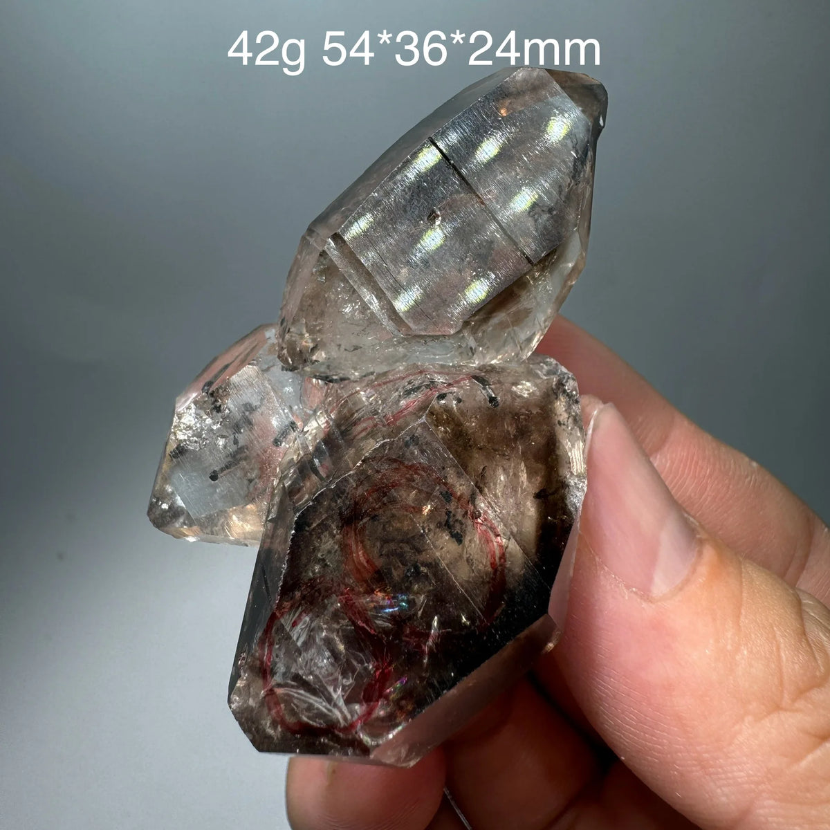 Quartz fumé enhydre à inclusions de graphite 42 g photo 5.