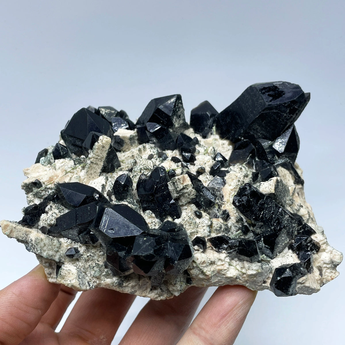 Quartz fumé noir sur feldspath photo 2.
