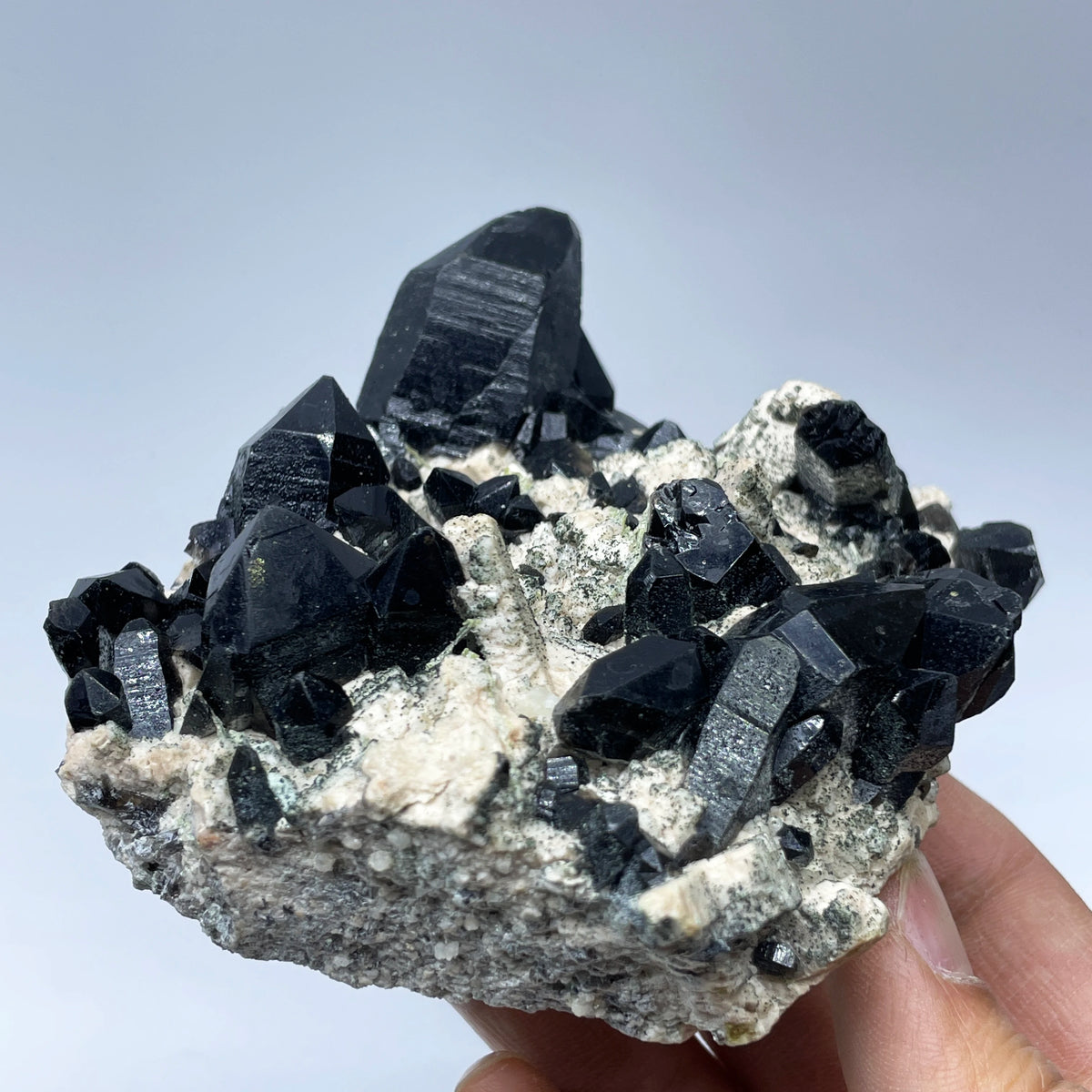 Quartz fumé noir sur feldspath photo 5.