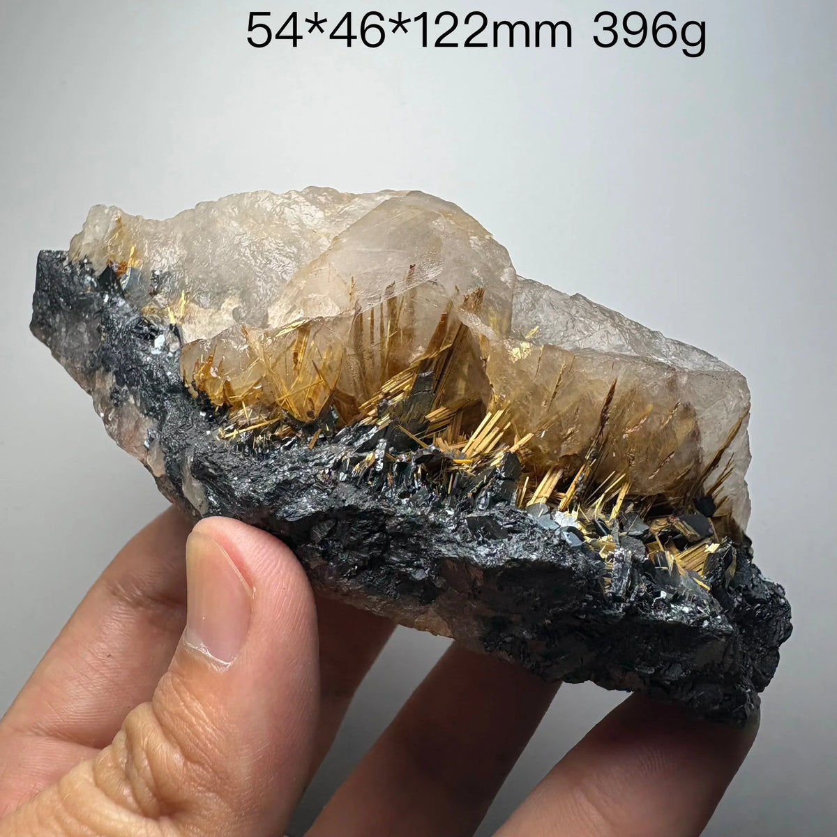 Rutile doré sur hématite avec quartz 396 g photo 1.