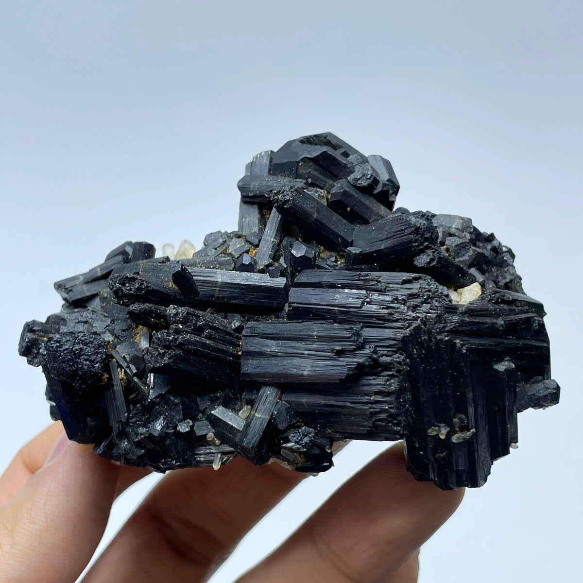 Tourmaline noire avec quartz hyalin photo 2.