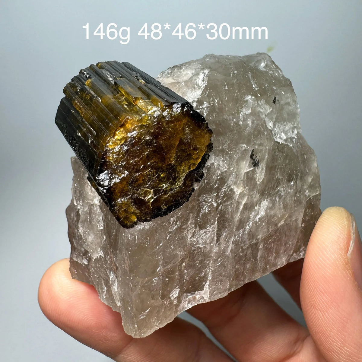 Tourmaline verte avec quartz hyalin 146 g photo 6.